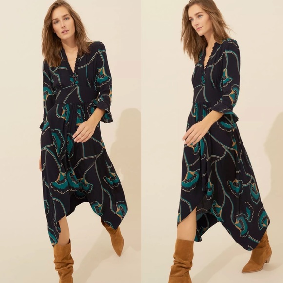 Ba&sh Lalie Floral Asymmetrical Midi Dress - Picture 2 of 9